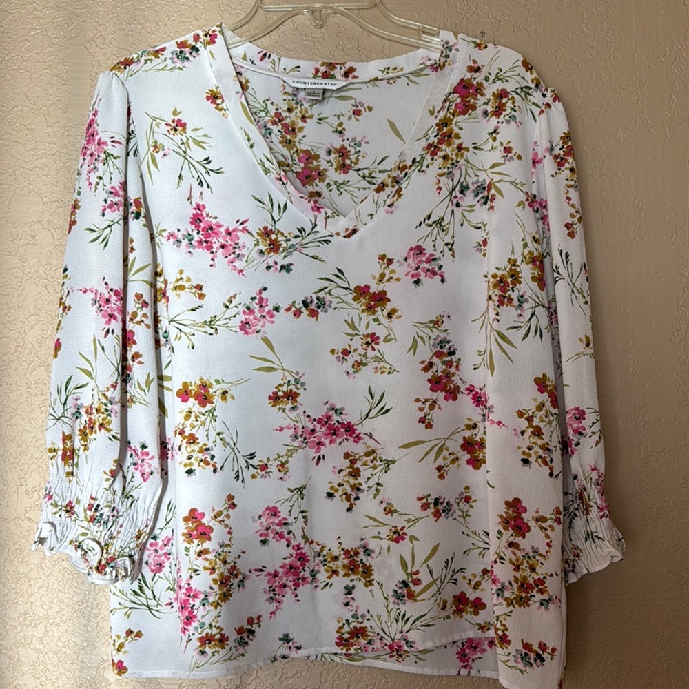 Floral Print Women's Top - White